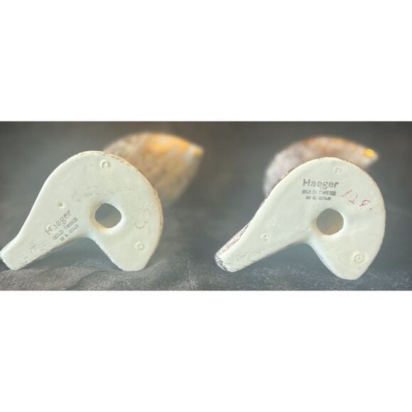 Set 2 Vintage MCM Haeger Tweed Calla Lily Candle Holder Vase 22K Gold Trim Pair - Picture 11 of 16